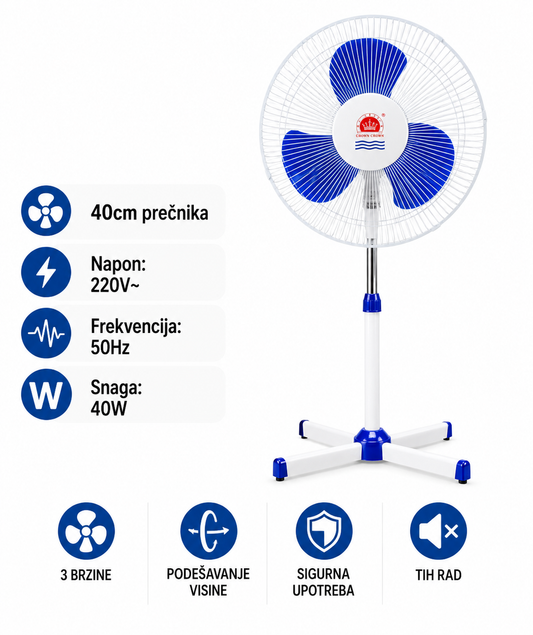 Samostojeći ventilator 40 cm (40W)
