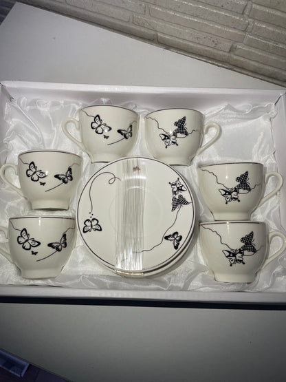 ☕ Elegantan set šoljica sa leptirićima – 12 dijelova 🦋