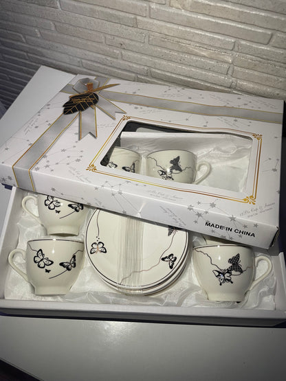 ☕ Elegantan set šoljica sa leptirićima – 12 dijelova 🦋